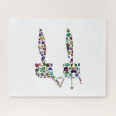 ダイヤモンドと宝石で作られたヘブライ文字'CHET' ジグソーパズル (横)