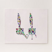 ダイヤモンドと宝石で作られたヘブライ文字'CHET' ジグソーパズル (横)