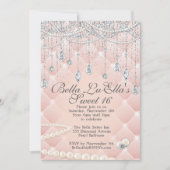 ダイヤモンドと真珠のバースデーパーティ招待状 招待状 (正面)