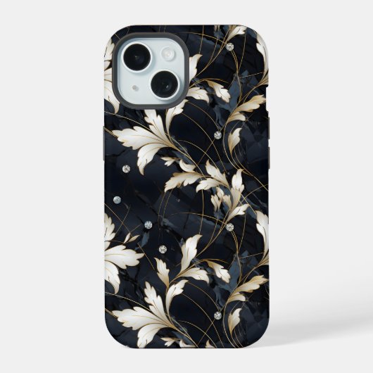 ダイヤモンドと花 iPhone 15ケース (裏面)