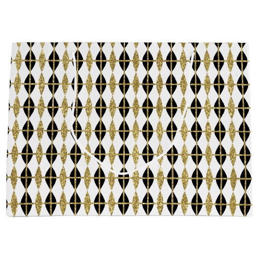 ダイヤモンドと金ゴールドグリッド ラージペーパーバッグ (正面)