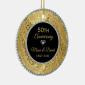 ダイヤモンドと金ゴールドシルバーハート セラミックオーナメント (右)