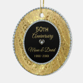 ダイヤモンドと金ゴールドシルバーハート セラミックオーナメント (左)