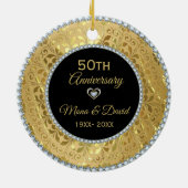 ダイヤモンドと金ゴールドシルバーハート セラミックオーナメント (裏面)