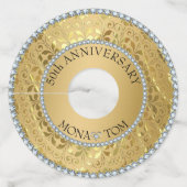 ダイヤモンドと金ゴールドダマスク ワイングラスタグ (正面)