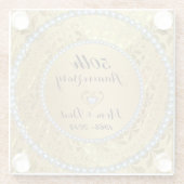 ダイヤモンドと金ゴールドフローラ。金婚式 ガラスコースター (裏面)