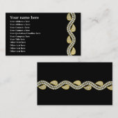 ダイヤモンドと金ゴールドペイズリーパターンブラック 名刺 (正面/裏面)