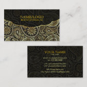 ダイヤモンドと金ゴールドレトロペイズリーパターン 名刺 (正面/裏面)