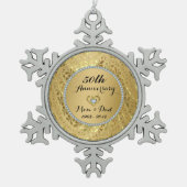 ダイヤモンドと金ゴールド結婚50周年 スノーフレークピューターオーナメント (正面)
