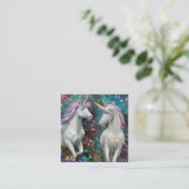 ダイヤモンドと飾ビーズの豪華なユニコーン スクエア名刺 (スタンド正面)