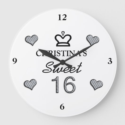 ダイヤモンドのあなたの一流のSweet sixteen ラージ壁時計 (正面)