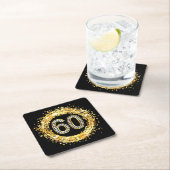 ダイヤモンドのきらきら光るな第60グリッターの紙吹雪|の金ゴールド スクエアペーパーコースター (インサイチュ)