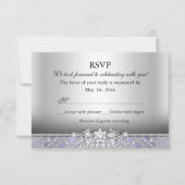 ダイヤモンドのエレガントな紫のRSVP 招待状 (正面)