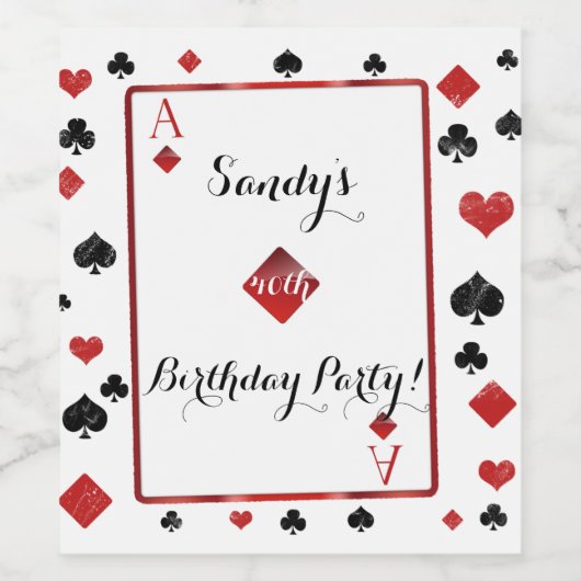 ダイヤモンドのエース – ベガススタイル誕生日 ワインラベル (シングルラベル)