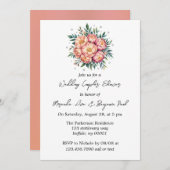 ダイヤモンドのカップル結婚シャワー付き桃の花束 招待状 (正面/裏面)