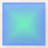 ダイヤモンドのグラデーション青からアクアマリングリーン ガラスコースター (正面)