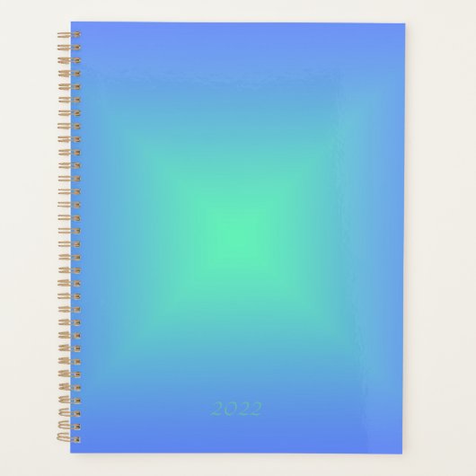 ダイヤモンドのグラデーション青からアクアマリングリーン プランナー手帳 (正面)