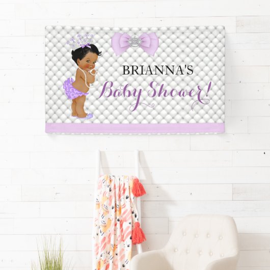 ダイヤモンドのグリッターの民族のプリンセスの女の赤ちゃんのラベンダー 横断幕 (インサイチュ)