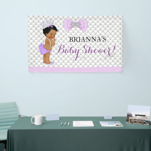 ダイヤモンドのグリッターの民族のプリンセスの女の赤ちゃんのラベンダー 横断幕 (トレードショー)