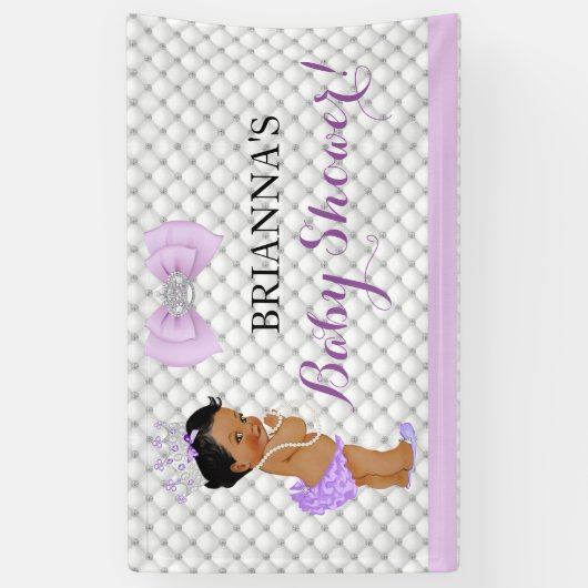 ダイヤモンドのグリッターの民族のプリンセスの女の赤ちゃんのラベンダー 横断幕 (縦)