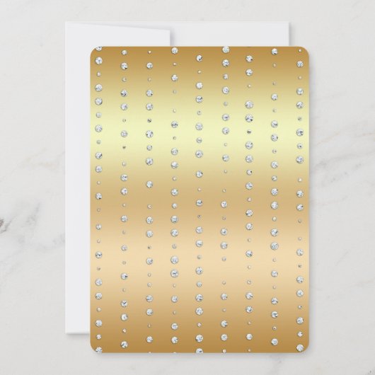 ダイヤモンドのグリッターの水彩画の花の金ゴールドの卒業生のパーティー 招待状 (裏面)