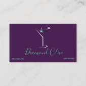 ダイヤモンドのグリーンオリーブのカクテルのマルティーニガラスのロゴ 名刺 (正面)