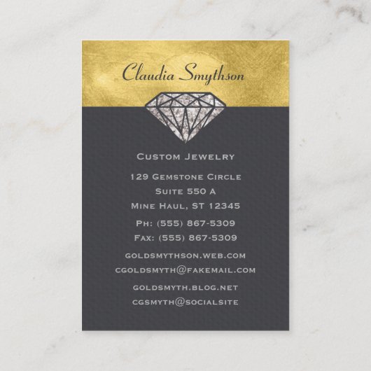 ダイヤモンドのジュエリーの名刺の宝石用原石の宝石屋 名刺 (裏面)