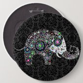 ダイヤモンドのスタッドをカラフル持つゾウ 缶バッジ (正面&裏面)