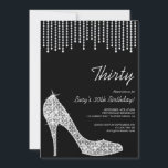 ダイヤモンドのスティレットと中断ビーズ30th Birthday 招待状<br><div class="desc">美しいシルバーカラーのダイヤモンドビーズが吊り下げられ、美しい輝くラインストーンダイヤモンドはジュエリーの高いヒールのスティレットを飾る30th誕生日パーティの招待状のために。白かわいらしい黒い背景に銀色の宝石の装飾。トレンディーモダンと上品なスタイル、おしゃれで洗練された誕生日。このデザインは、季節、春、夏、秋/秋冬に適している。踊りをテーマにしたイベントに適している。すべての文字は完全にあなたの要件を満たすためにカスタマイズ可能でもしす救済、あなたの要求を満たすためにカスタマイズは、あなたは一致する製品を望むか、または私の店を通して私は非常に幸せになります幸せにあなたに。</div>