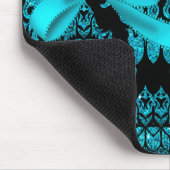 ダイヤモンドのダマスク織(ティール(緑がかった色)のグリッター) マウスパッド (コーナー)