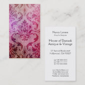 ダイヤモンドのダマスク織、影および霧、ラズベリー及びピンク 名刺 (正面/裏面)