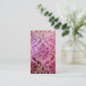 ダイヤモンドのダマスク織、影および霧、ラズベリー及びピンク 名刺 (スタンド正面)