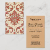 ダイヤモンドのダマスク織、赤いおよびオレンジの新しいのプリント 名刺 (正面/裏面)