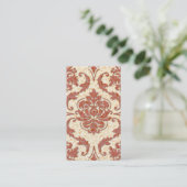 ダイヤモンドのダマスク織、赤いおよびオレンジの新しいのプリント 名刺 (スタンド正面)