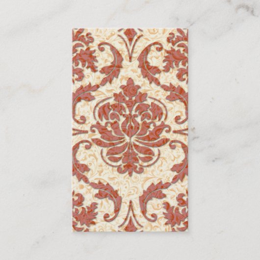 ダイヤモンドのダマスク織、赤いおよびオレンジの新しいのプリント 名刺 (正面)