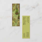 ダイヤモンドのダマスク織、赤いおよび淡黄緑のモロッコ スキニー名刺 (正面/裏面)