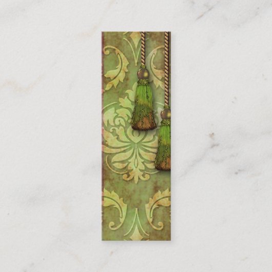 ダイヤモンドのダマスク織、赤いおよび淡黄緑のモロッコ スキニー名刺 (正面)