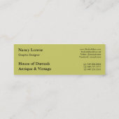 ダイヤモンドのダマスク織、赤いおよび淡黄緑のモロッコ スキニー名刺 (裏面)