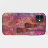 ダイヤモンドのダマスク織、赤紫およびオレンジのモロッコ Case-Mate iPhoneケース (裏面(横))