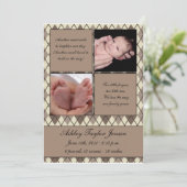 ダイヤモンドのチェック模様の誕生の発表 案内状 (スタンド正面)