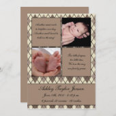 ダイヤモンドのチェック模様の誕生の発表 案内状 (正面/裏面)