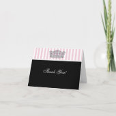 ダイヤモンドのティアラのピンクの黒のプリンセスのサンキューカード サンキューカード (正面)