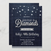 ダイヤモンドのデニムのパーティの招待状 招待状 (正面/裏面)