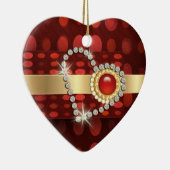 ダイヤモンドのハートの光っている水の宝石 セラミックオーナメント (右)