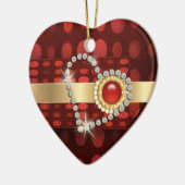 ダイヤモンドのハートの光っている水の宝石 セラミックオーナメント (左)