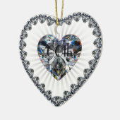 ダイヤモンドのハート第60の結婚記念日のオーナメント セラミックオーナメント (左)