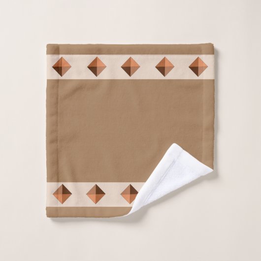 ダイヤモンドのピラミッドを茶色に バスタオルセット (ウォッシュタオル)