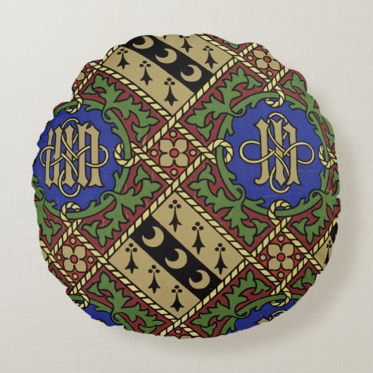 ダイヤモンドのプリントの聖職の壁紙のデザイン ラウンドクッション (正面)