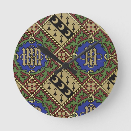 ダイヤモンドのプリントの聖職の壁紙のデザイン ラウンド壁時計 (正面)