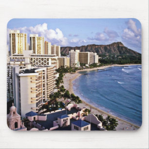 ダイヤモンドのヘッドWaikikiのビーチ、オアフ マウスパッド